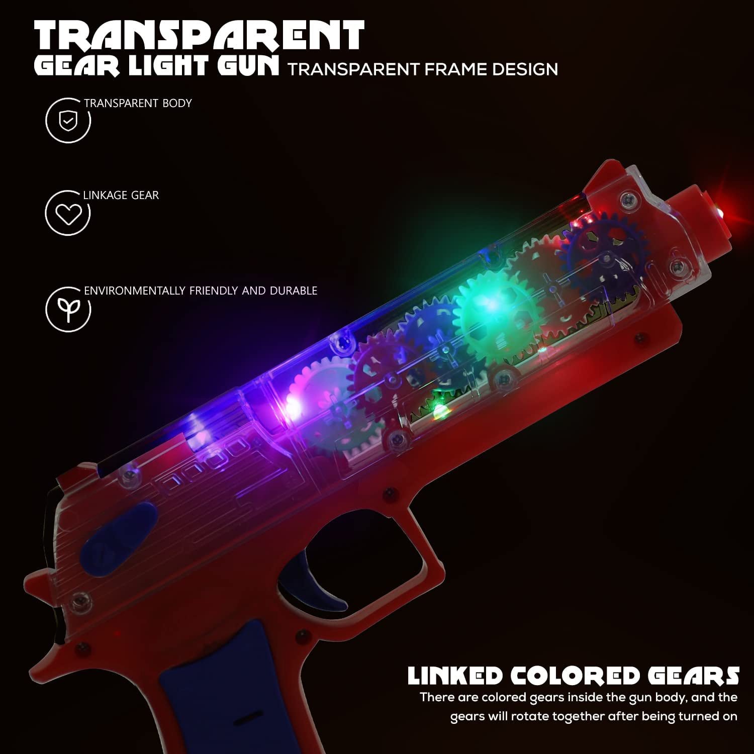 Transparent Gear Toy Gun – 3D Lights & Music for Kids | Aditi
