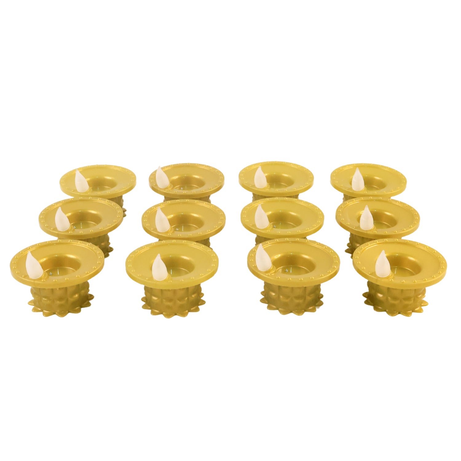 Water Sensor LED Diyas – Set of 12 Flameless Golden Lights