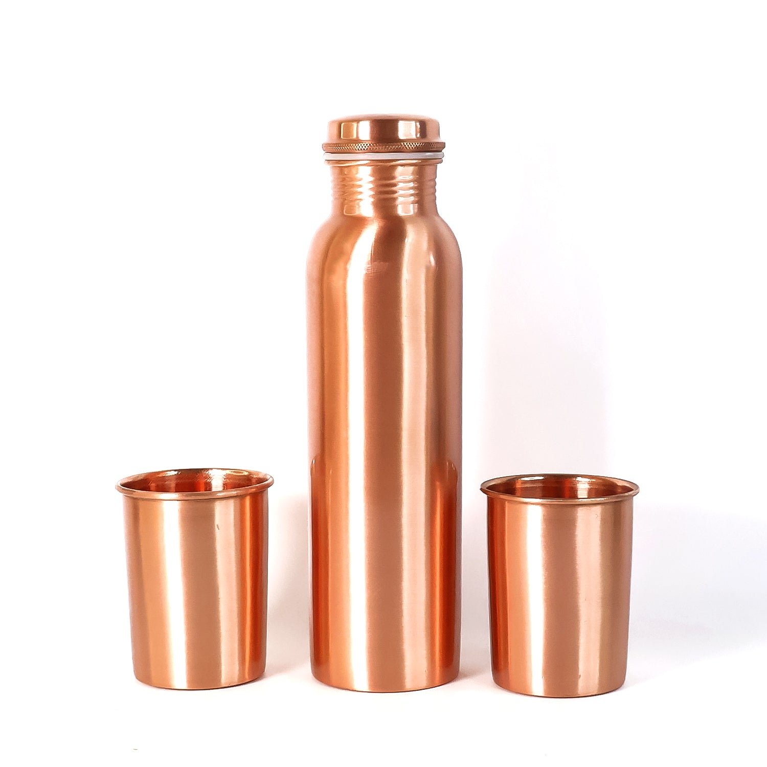 Copper Water Bottle Set – 1L Bottle & 2 Glasses | Own Hydrate