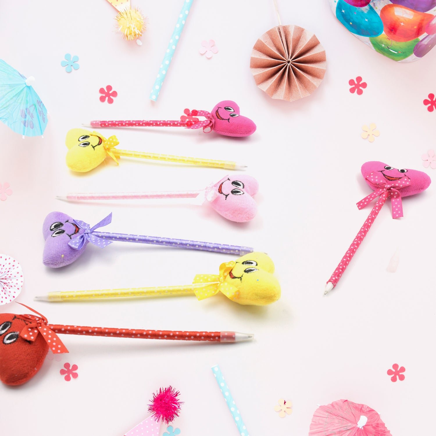 Cartoon Ballpoint Pens – 12-Pack Heart & Rattle Design | InkGlow