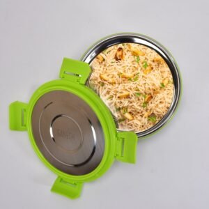 Stainless Steel Lunch Box – Round, Leak-proof 400ml | Ganesh