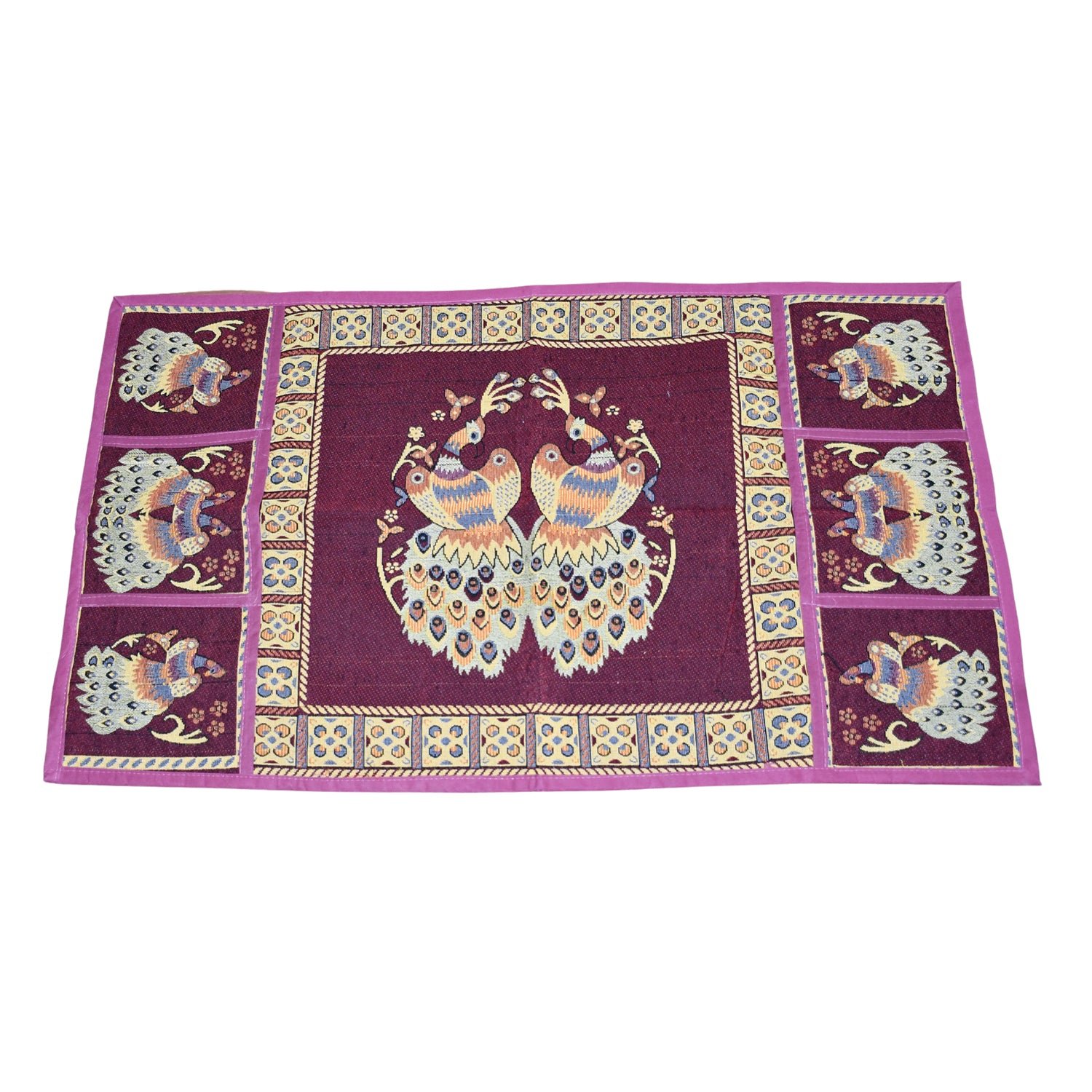 Cotton Fridge Top Cover – Peacock Design with Pockets | Dabster