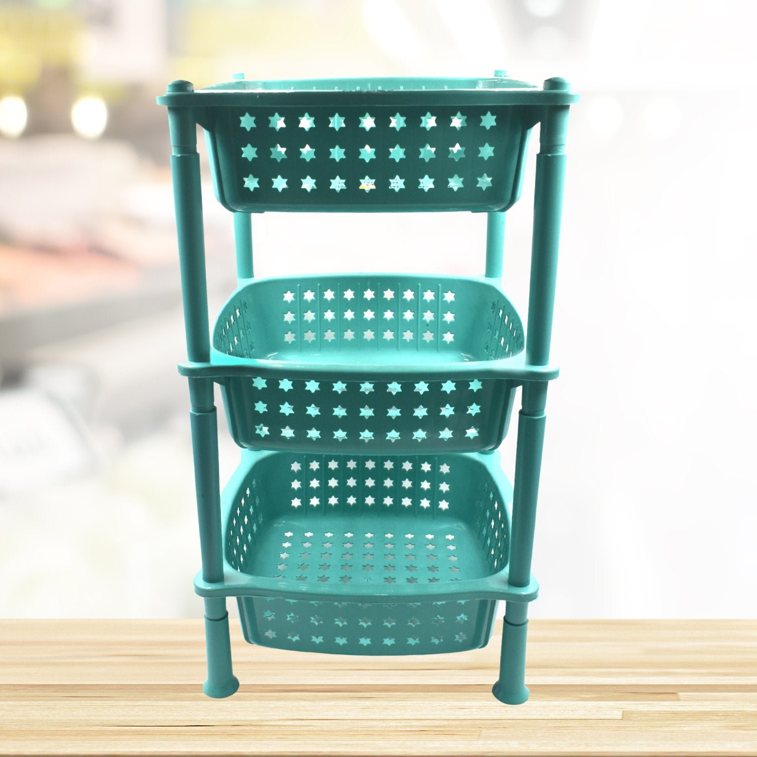 Kitchen Trolley Basket – 3 Layer Square Storage Rack | CookAura