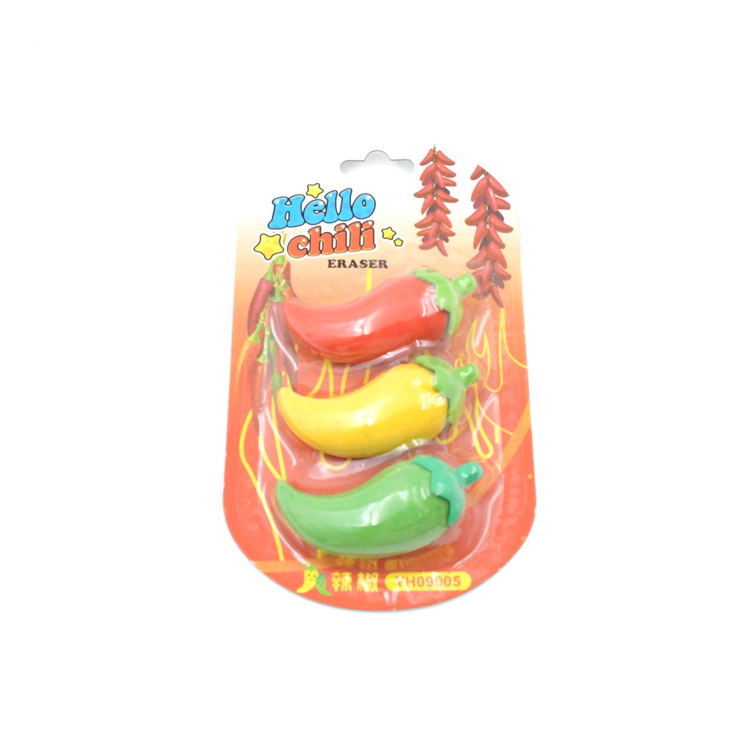 Chili Shape Erasers – Fun 3D Mini Eraser Set (3 Pc) | Writezo