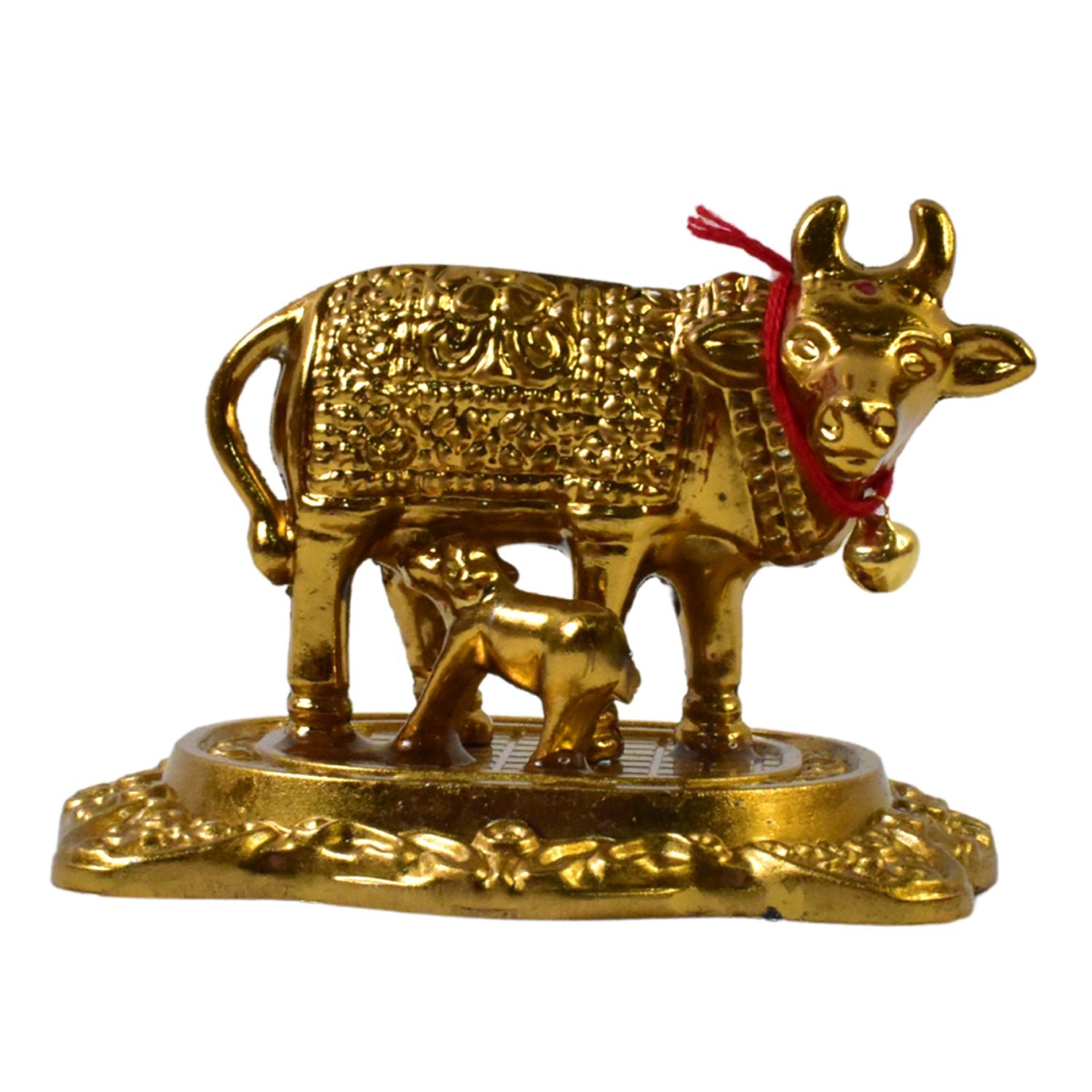 Golden Metal Kamdhenu Cow Showpiece – Spiritual Home Decor