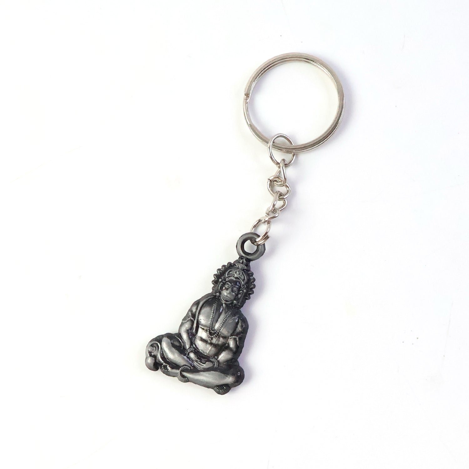 Hanuman Ji Sitting Pose Metal Keychain – Durable Spiritual Key Ring