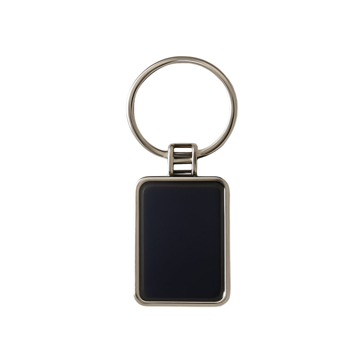 Rectangular Metal Keychain – Durable Black & Silver Design