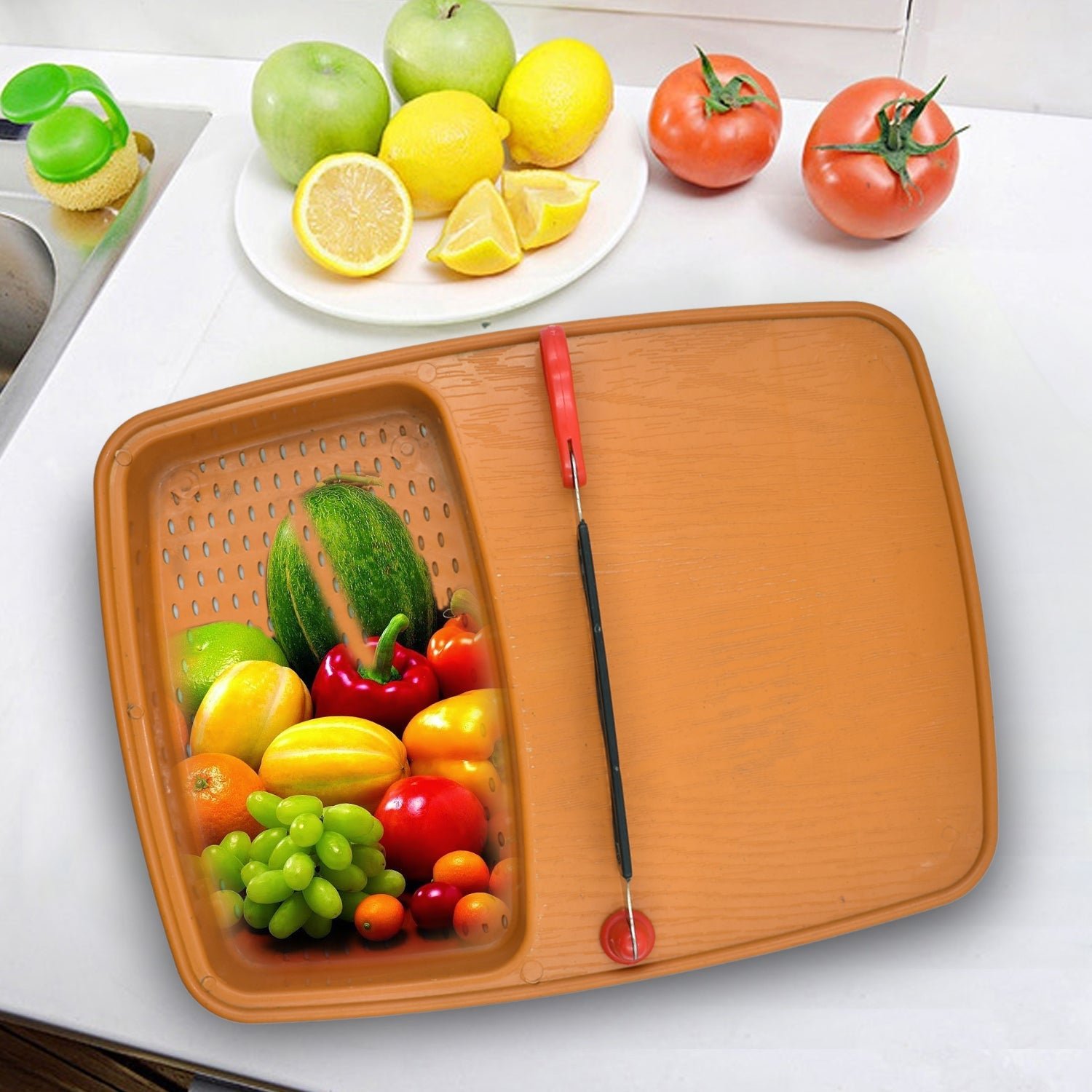 Plastic Cutting Board – Non-Slip with Holder |