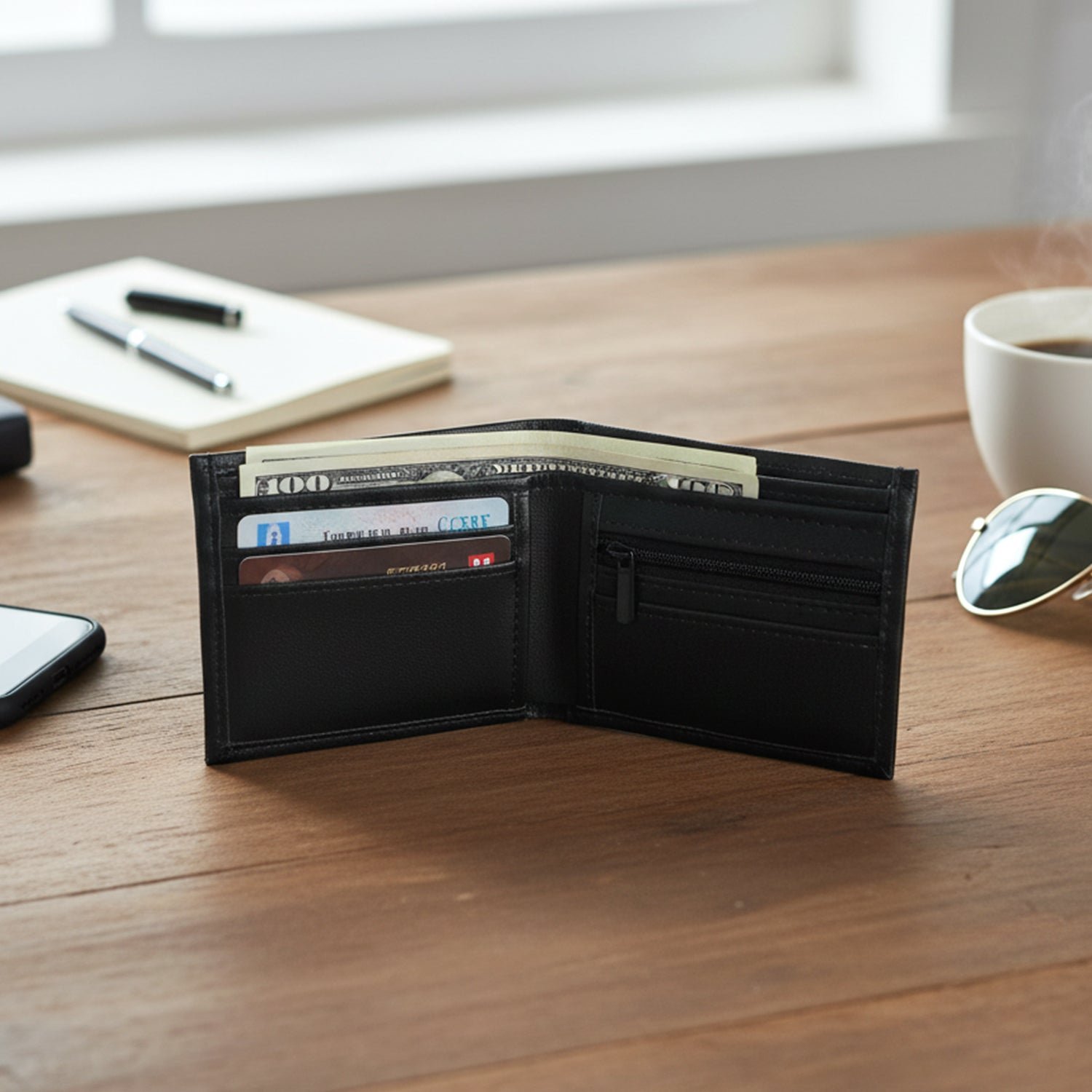 Classic Bi-Fold Wallet for Men – Slim with Multiple Card Slots