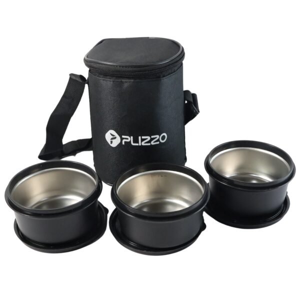 Insulated Stainless Steel Tiffin Lunch Box – 3 Containers with Carry Bag