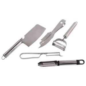 Stainless Steel Kitchen Gadget Set – 5-Pc Peeler, Grater & Slicer