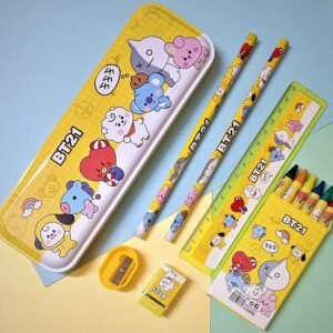 Stationery Kit for Kids – 12 Pc Metal Pencil Box Set | ScribbleJoy