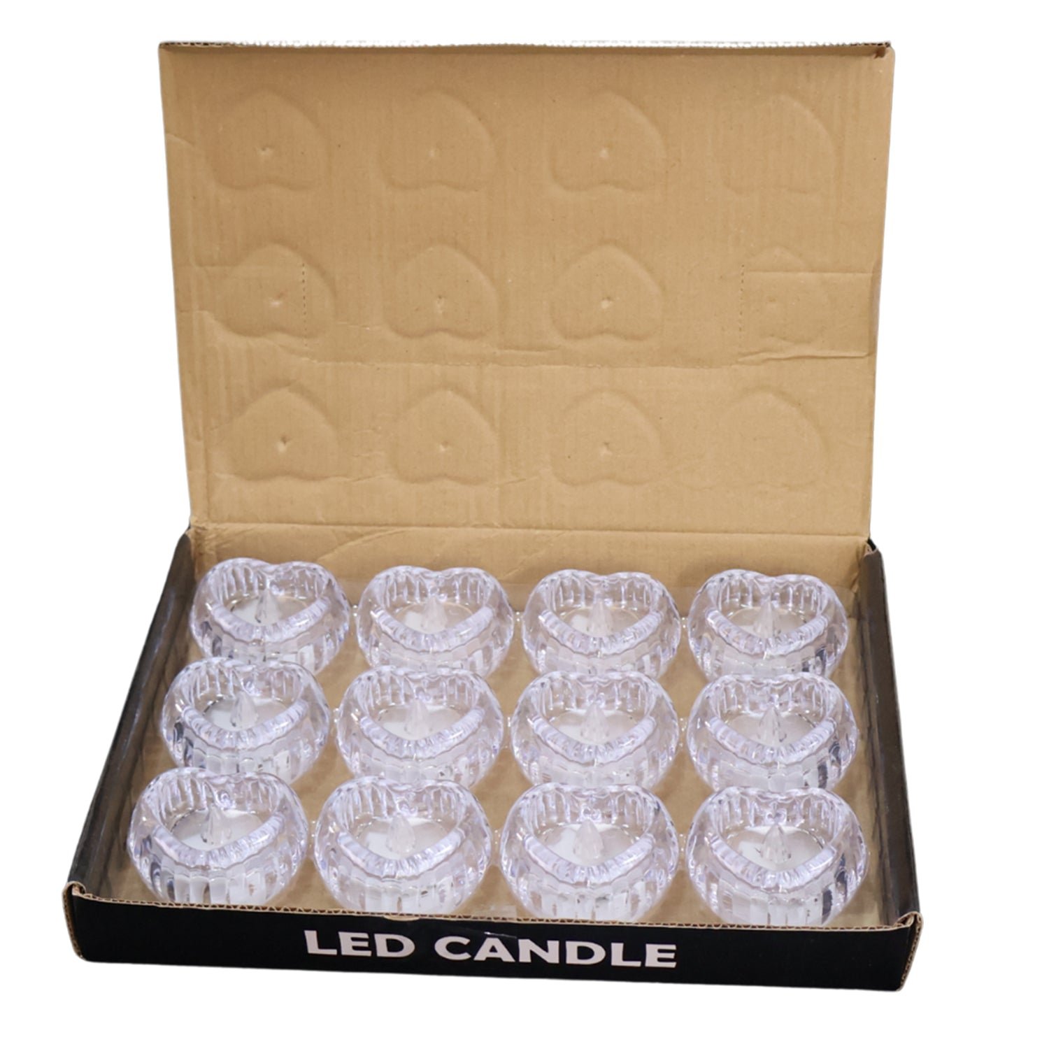 Heart-Shaped LED Flameless Candles – Set of 12 Elegant Lights