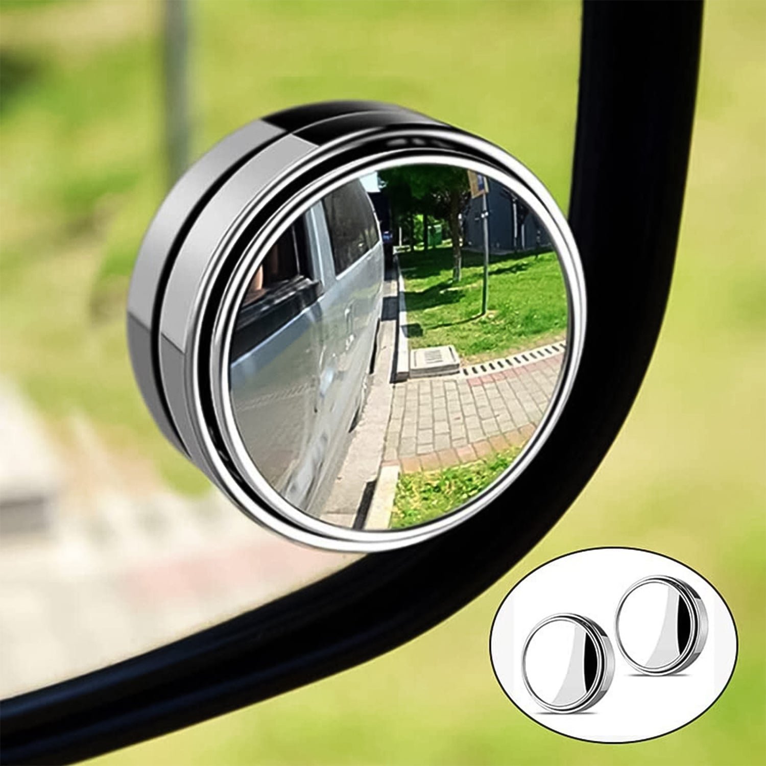 Car Blind Spot Mirror – HD Glass, 360° Adjustable (2 Pc) | Velvet Wheels