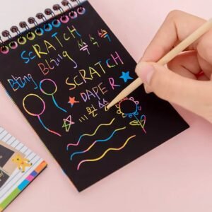 Rainbow Art Scratch Book – 10 Pages & Tool | Colorful Creations