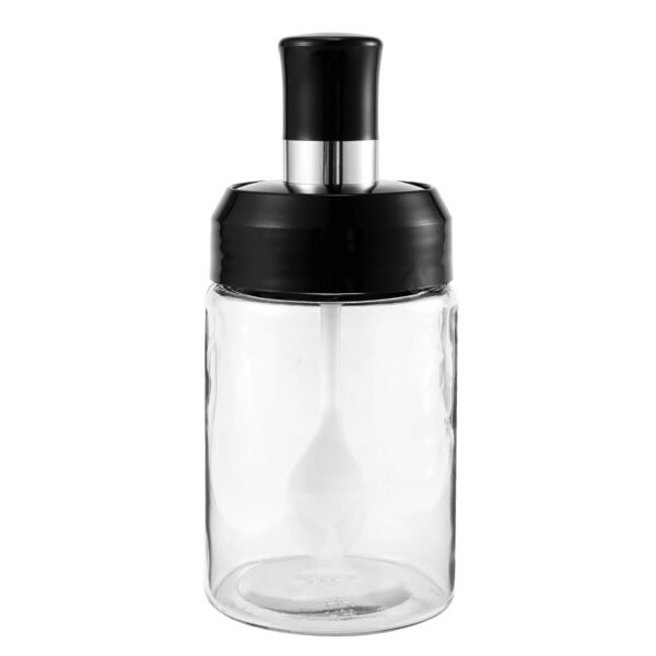 Glass Storage Jar with Built-In Spoon – Airtight 250ml Container