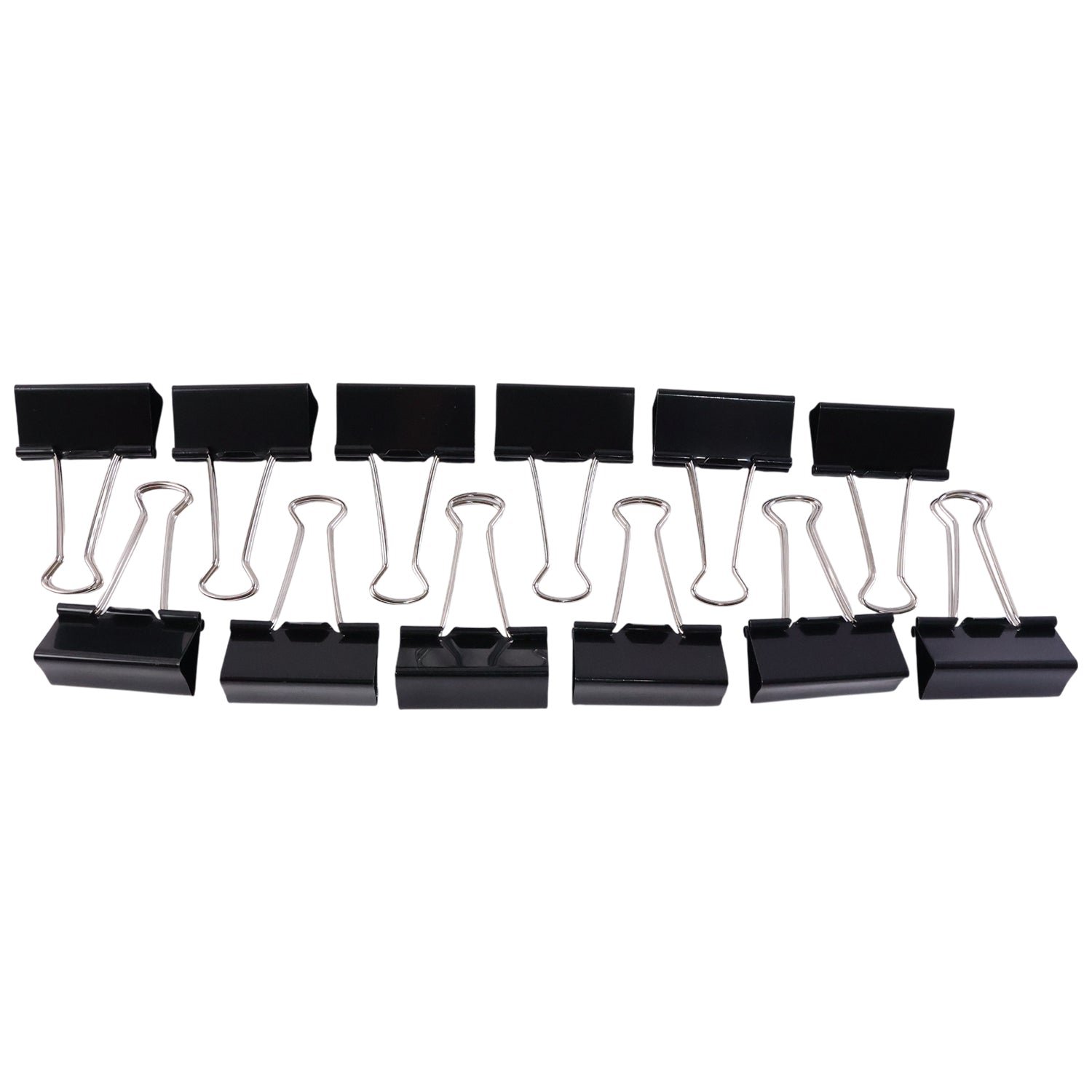 Black Metal Binder Clips – Strong 15mm Paper Holders, 12-Pack