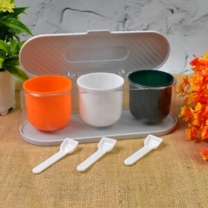 Spice Box – 3-Grid Masala Storage with Spoons | Tidy Table
