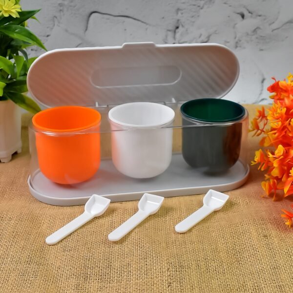 Spice Box – 3-Grid Masala Storage with Spoons | Tidy Table