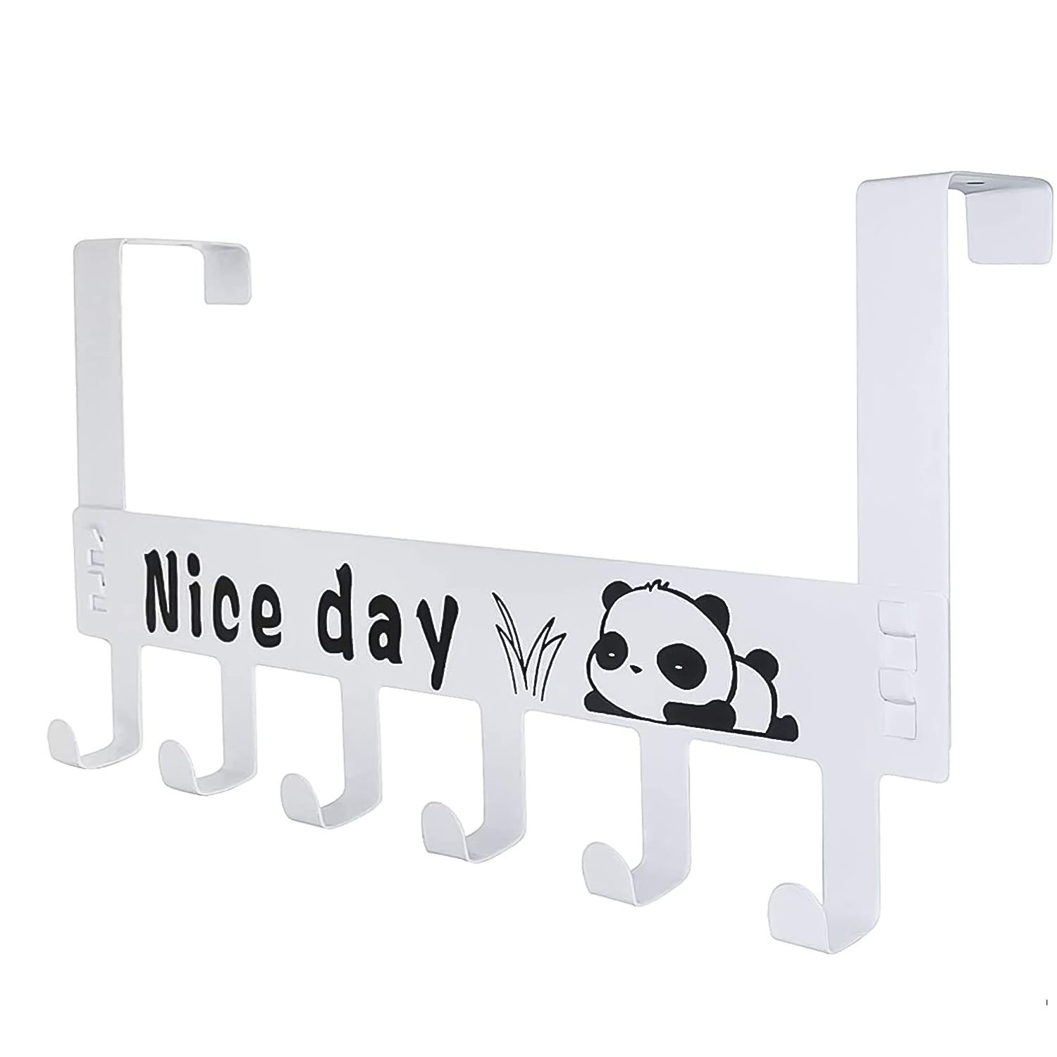 Carbon Steel Over Door Hook Rack – Heavy-Duty 6-Hook, White