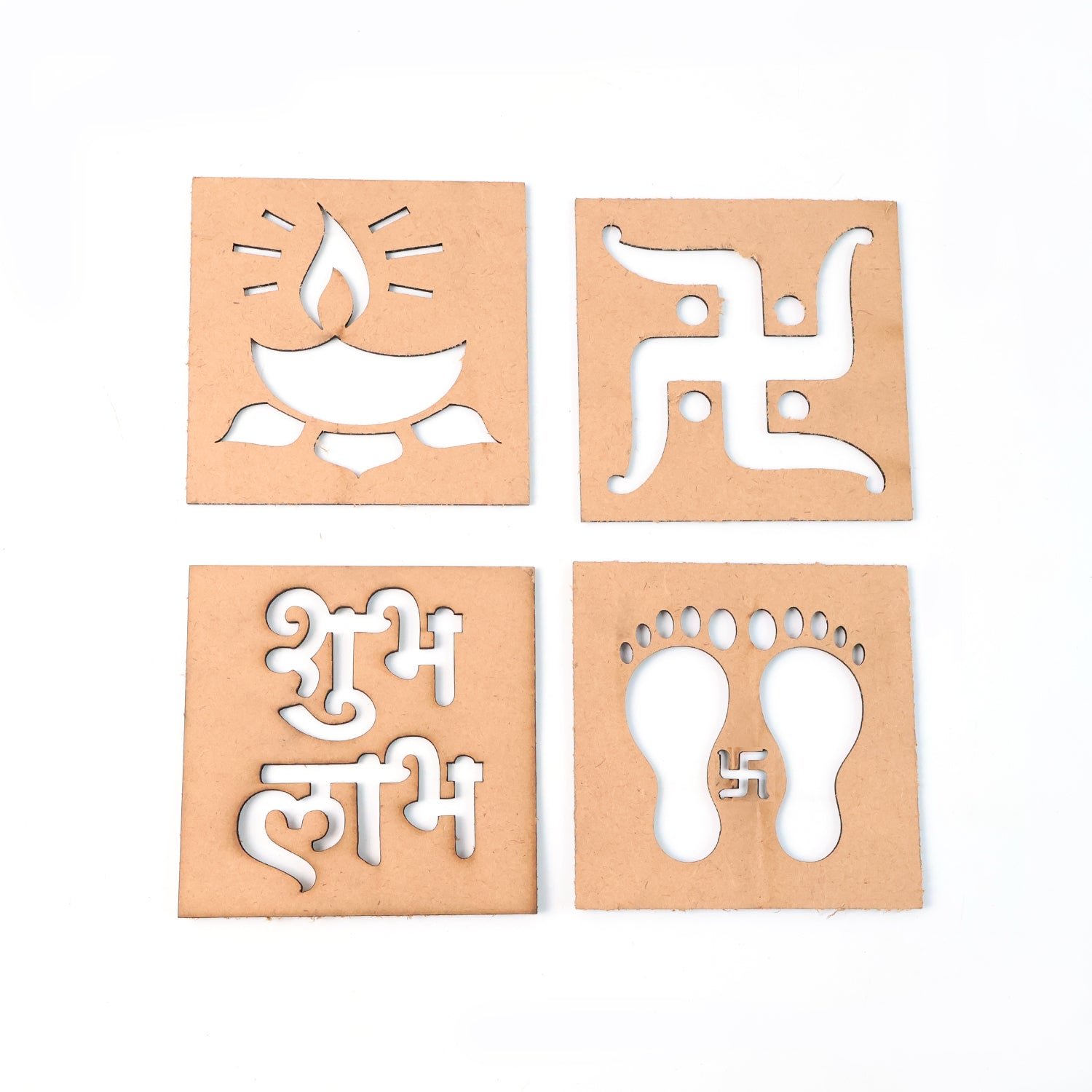 Wooden Decorative Cutouts – Mix Design 4-Piece Festive Set
