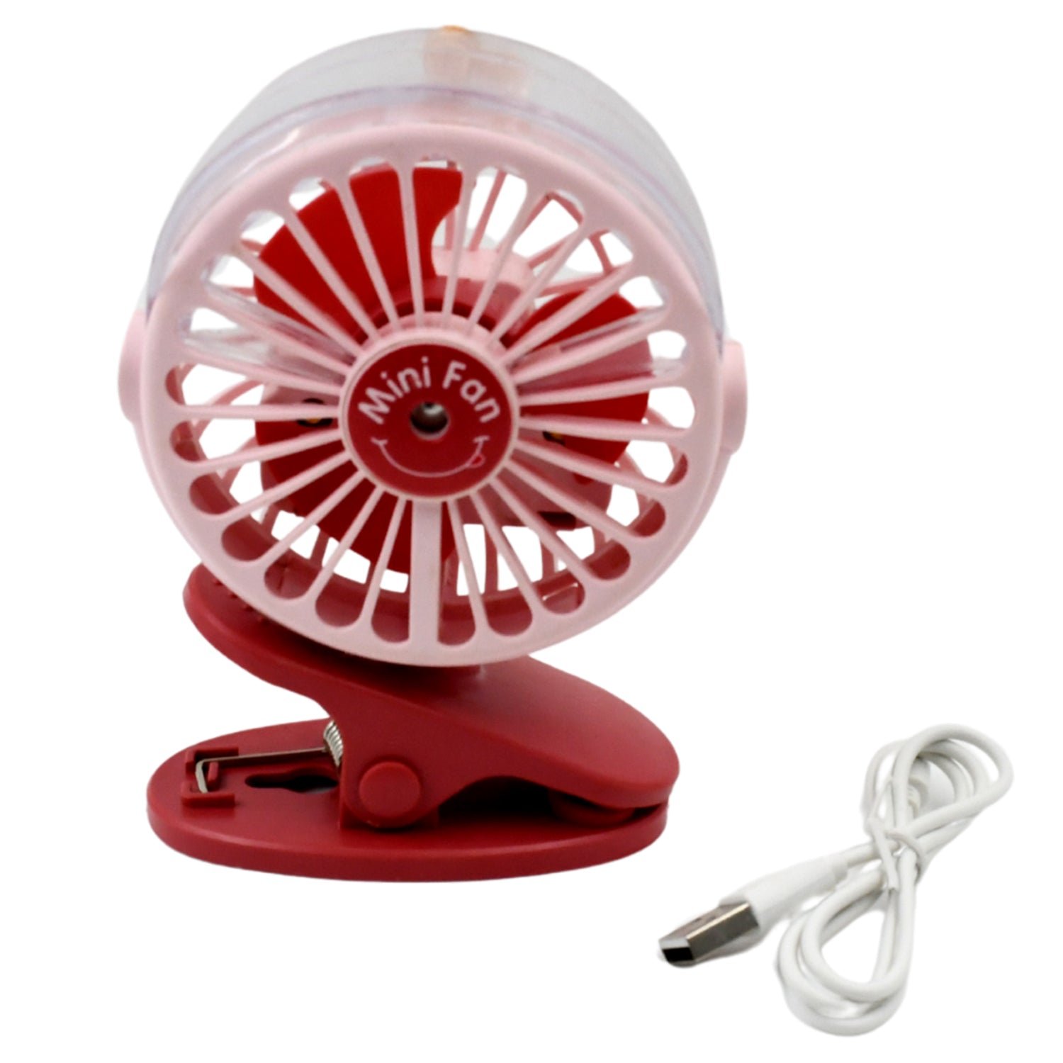 Portable Clip-on Fan – USB, 3-Speed, Light & Spray |