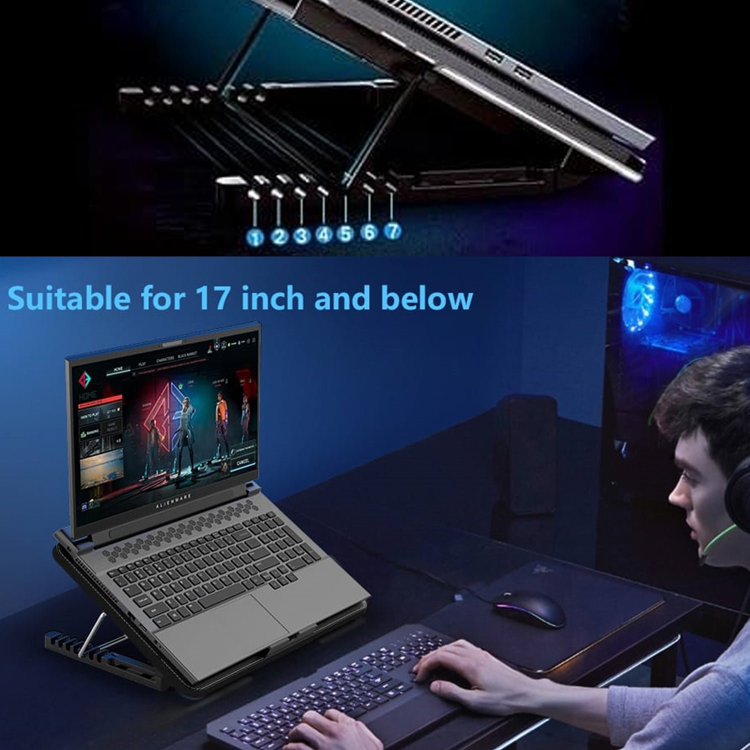 Laptop Cooling Pad – Dual Quiet LED Fans & Adjustable Stand | Indo Glow