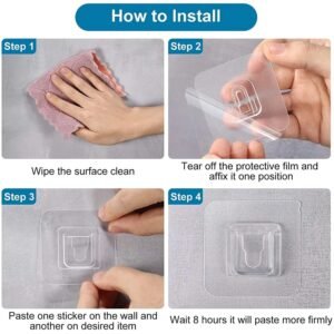 Adhesive Hooks – Transparent Damage-Free Wall Hanging | GlimmerHome