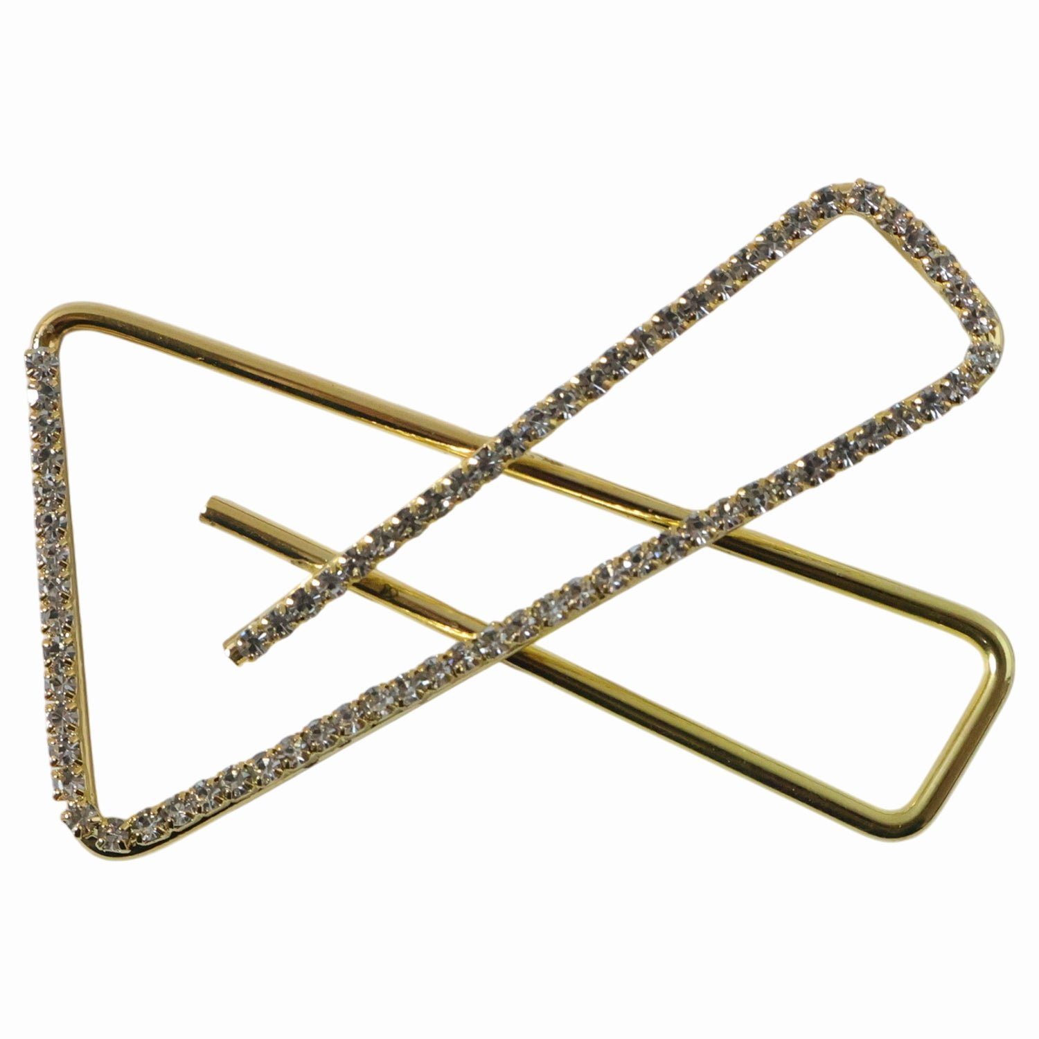 Golden Crystal Triangle Saree Safety Pin – Elegant Fabric Brooch