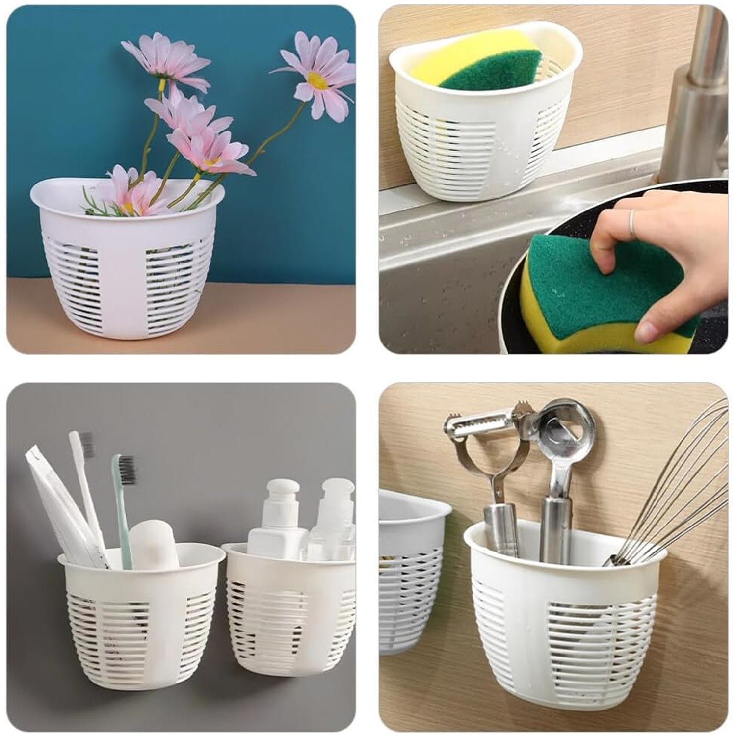 Hanging Plastic Storage Basket – Wall Mounted Organizer | Bathora