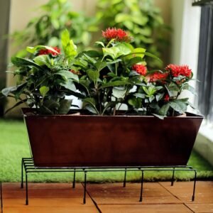Metal Rectangle Flower Plant Stand – Durable 2 Pc Set | Giftoiza