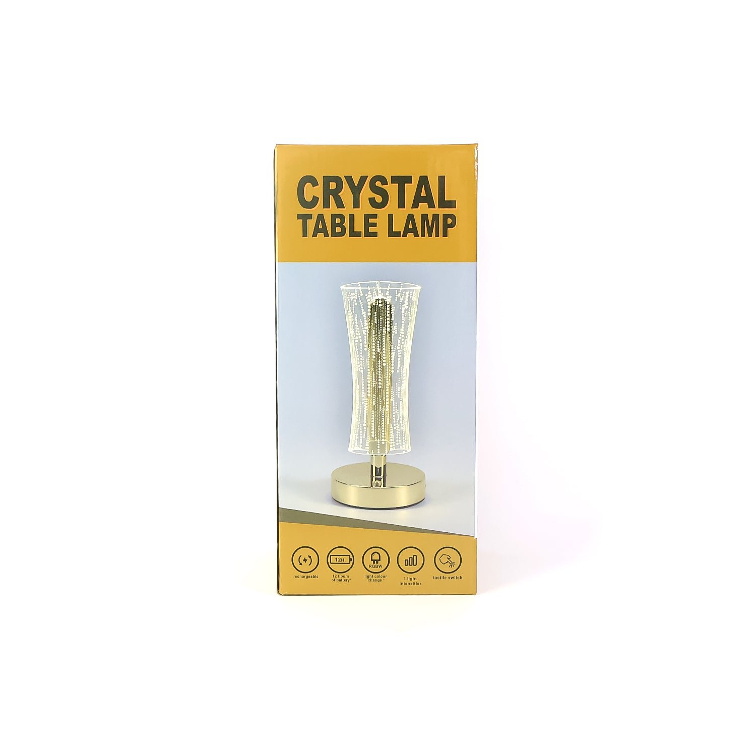 Crystal Table Lamp – Tall Cylindrical LED with USB Charging