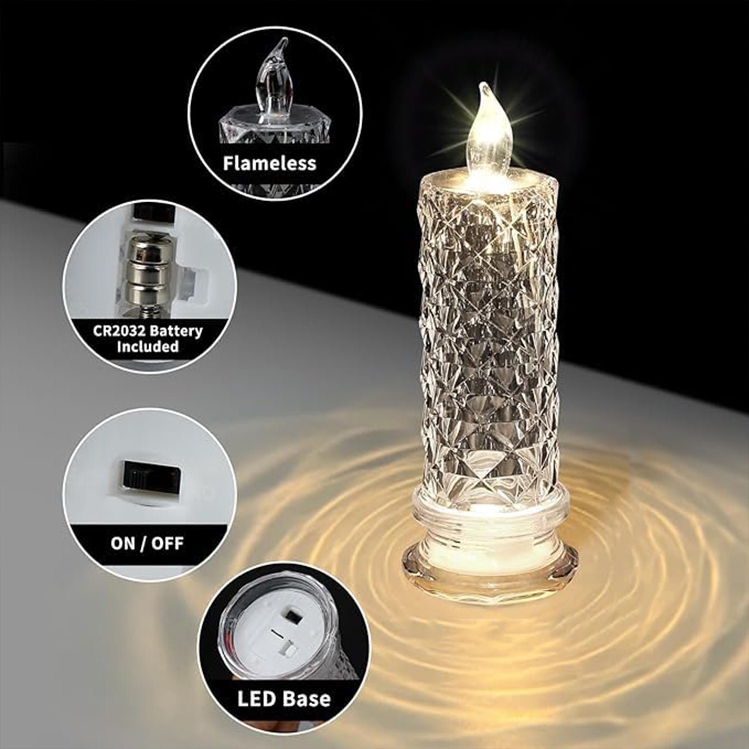 Crystal LED Candle – Shimmering Diwali Decor & Gift | Styleva