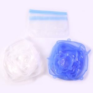 Silicone Stretch Lids – 12-Piece Reusable Food Covers with Storage Pouches
