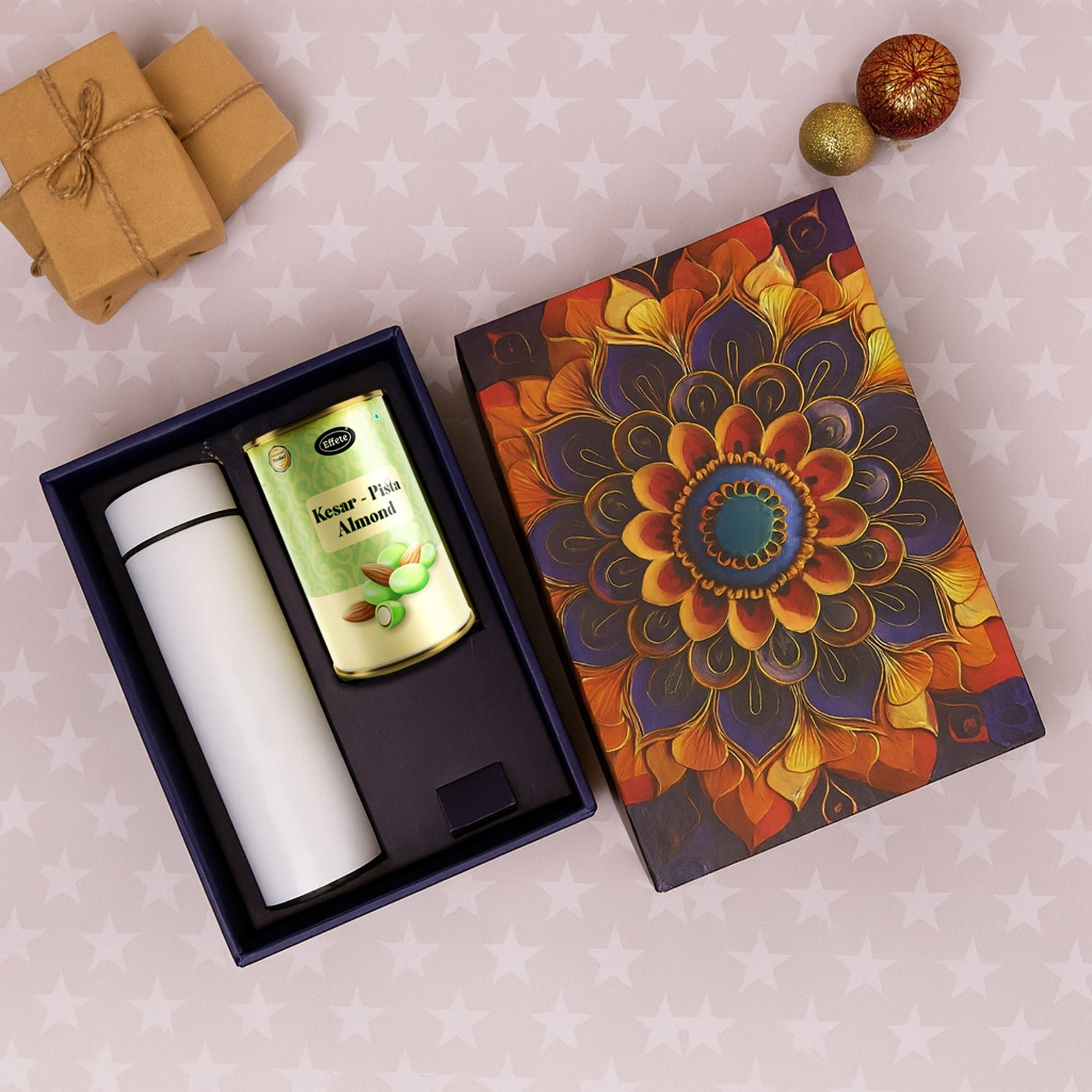 05_gift-box Kesar Pista Almonds Gift Hamper – Premium Golden Set with Bottle