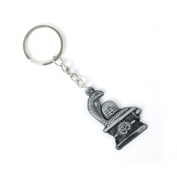 Shivling Keychain – Elegant Silver Metal Design with Snake Motif