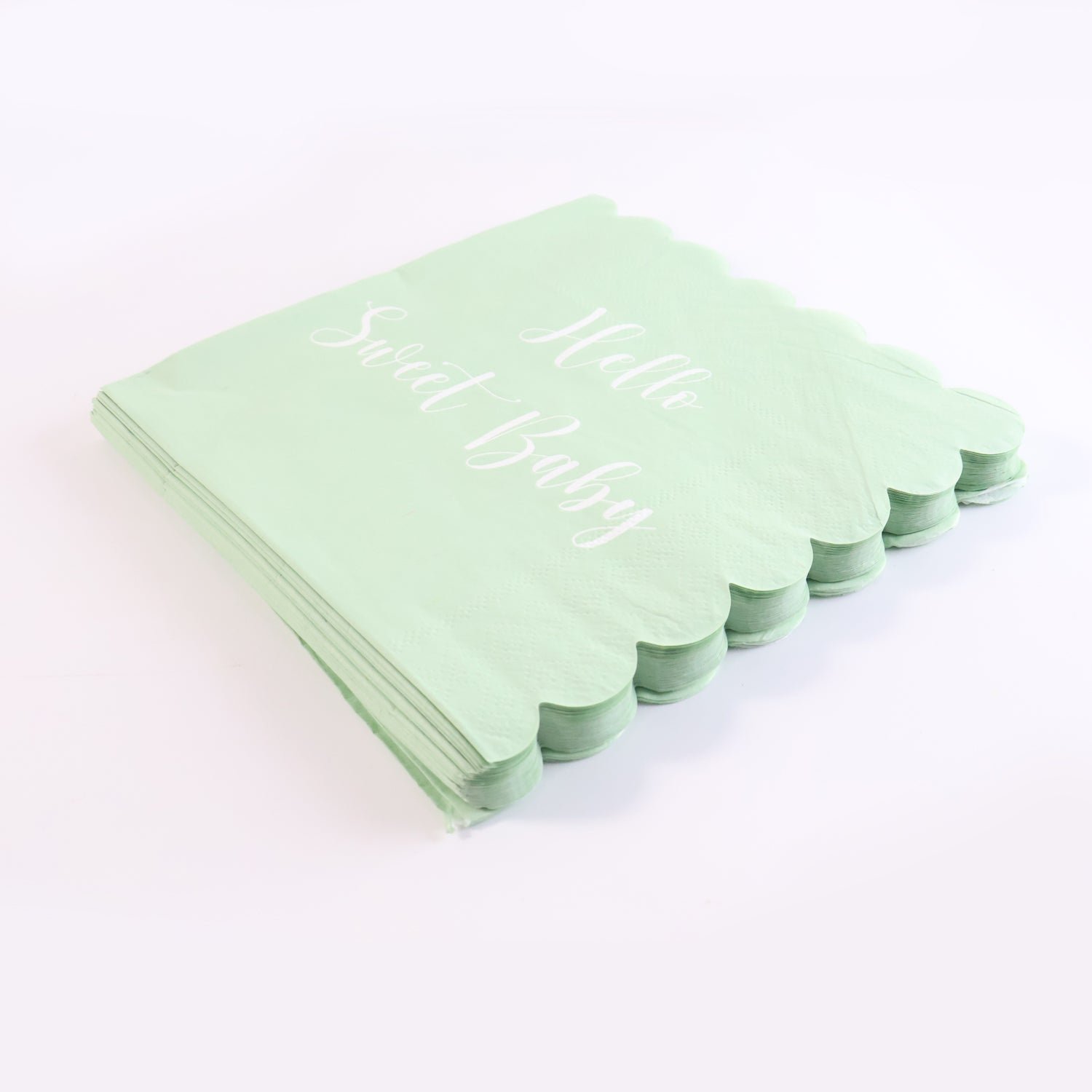 Hello Sweet Baby Party Paper Napkins – Soft Mint Green 24 Pc