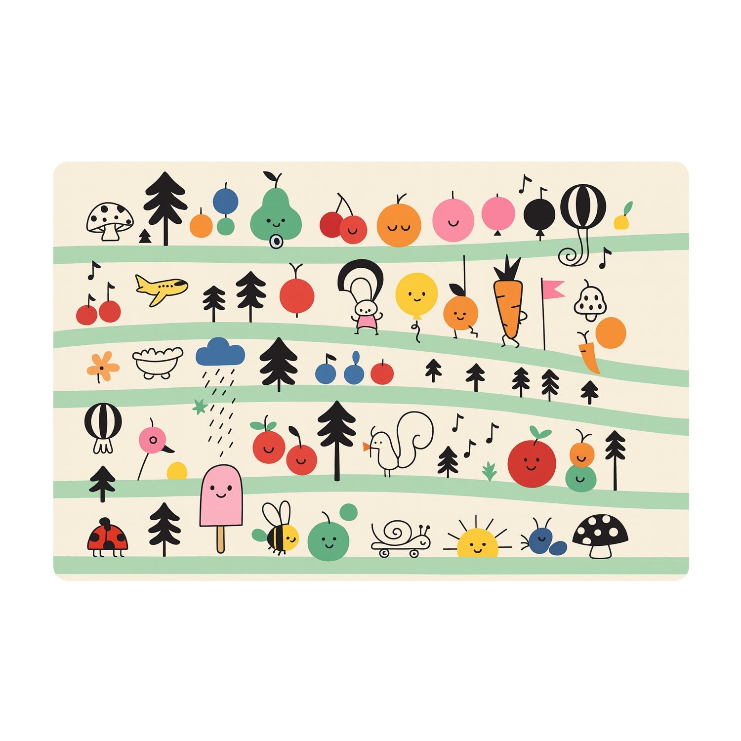 Kids Placemat Set – Colorful Cartoon Designs, Easy Clean