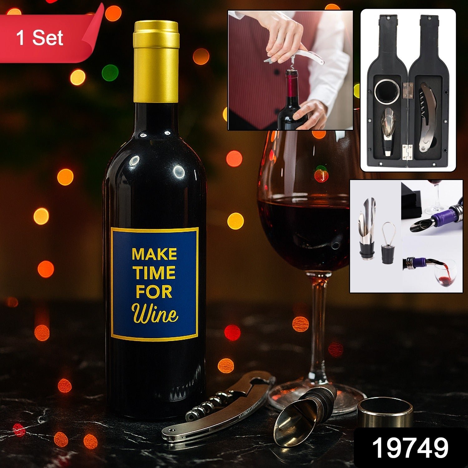 Wine Accessory Gift Set – 4-in-1 Stainless Steel Bar Tools