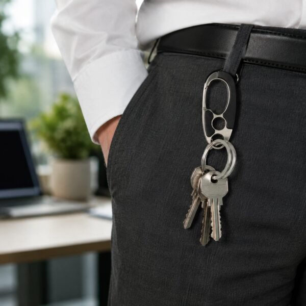 Stainless Steel Carabiner Keychain – Secure Lock & Compact Design