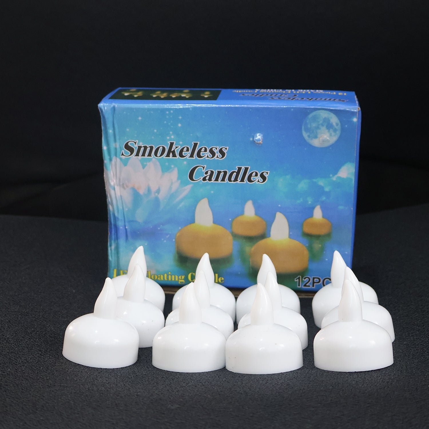 LED Floating Candles – Smokeless Lotus Set of 12 for Festive Decor