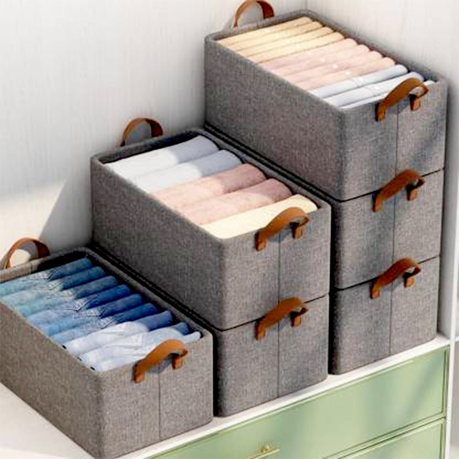 Foldable Storage Box – 46.5 cm Cotton Linen Organizer | Organivo