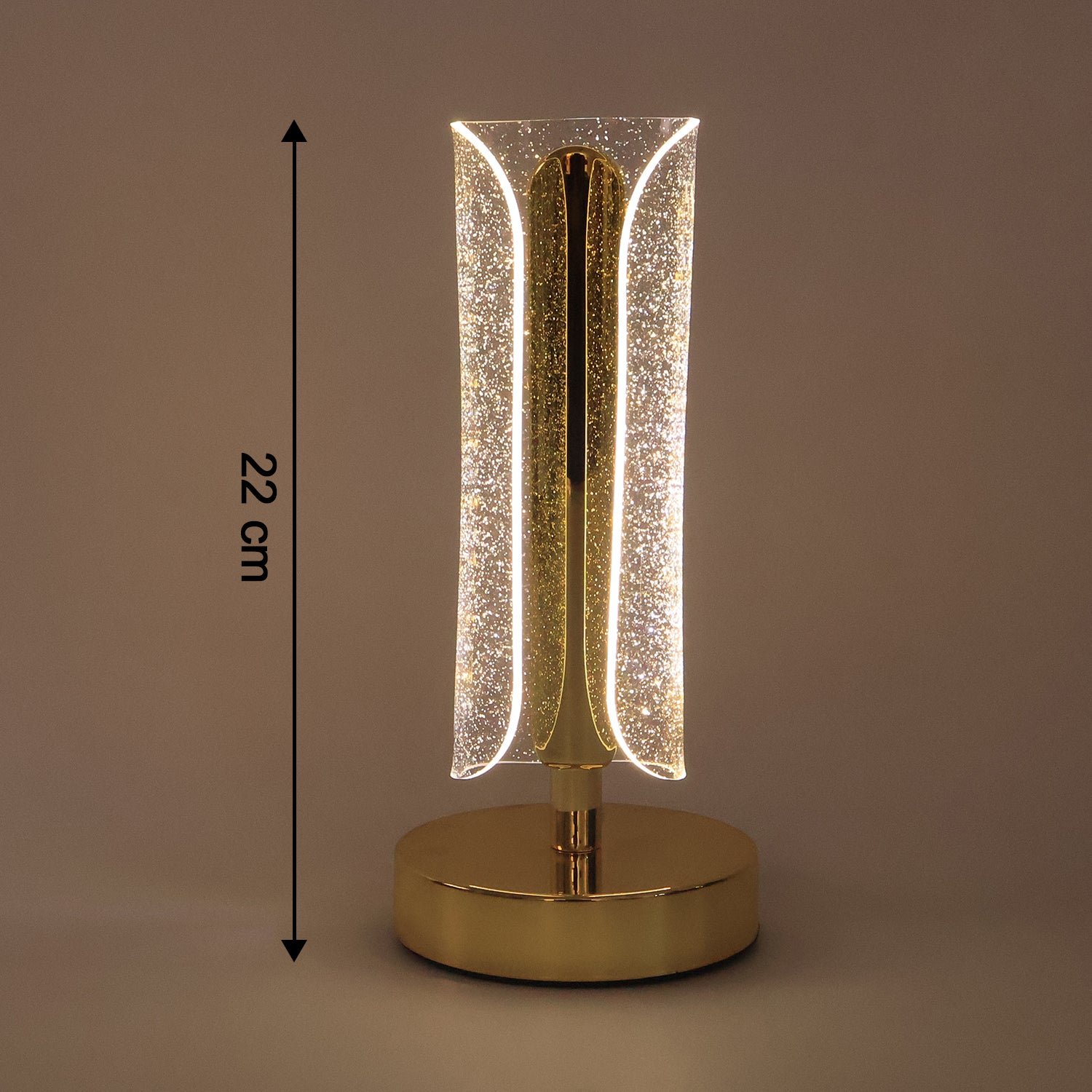 Crystal Table Lamp – Tall Cylindrical LED with USB Charging