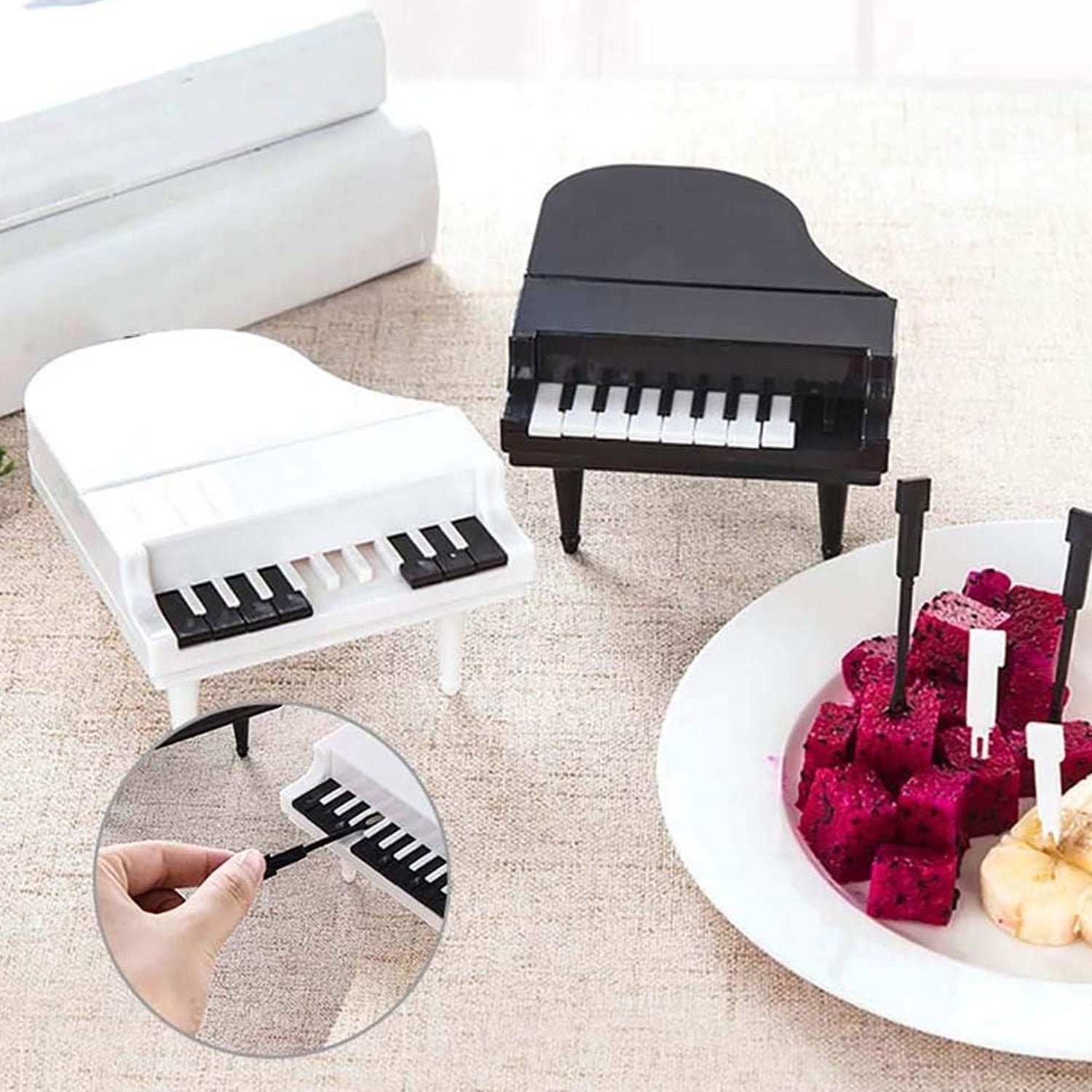 Piano Fruit Forks – 10 Pc Decorative Snack Set | Vastate