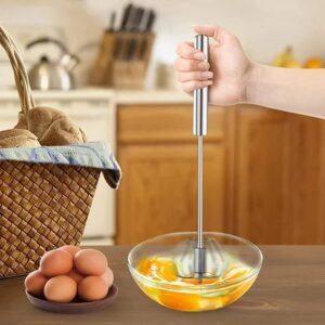 Stainless Steel Egg Whisk – Hand Push Rotary | Quickslice