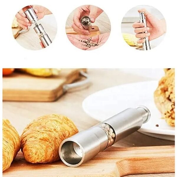 Thumb Press Grinder – Steel Salt & Pepper Mill | ProChef Gadgets