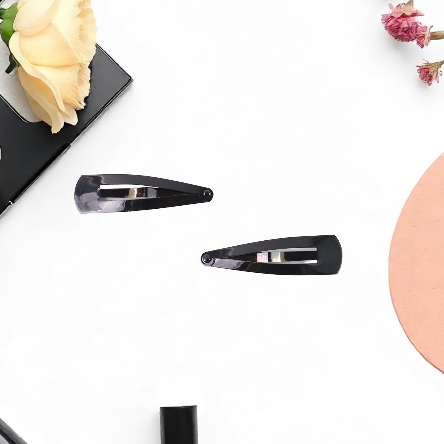 Metal Tik Tak Hair Clips – 12 Pc Matt Black Set | Calm & Curl
