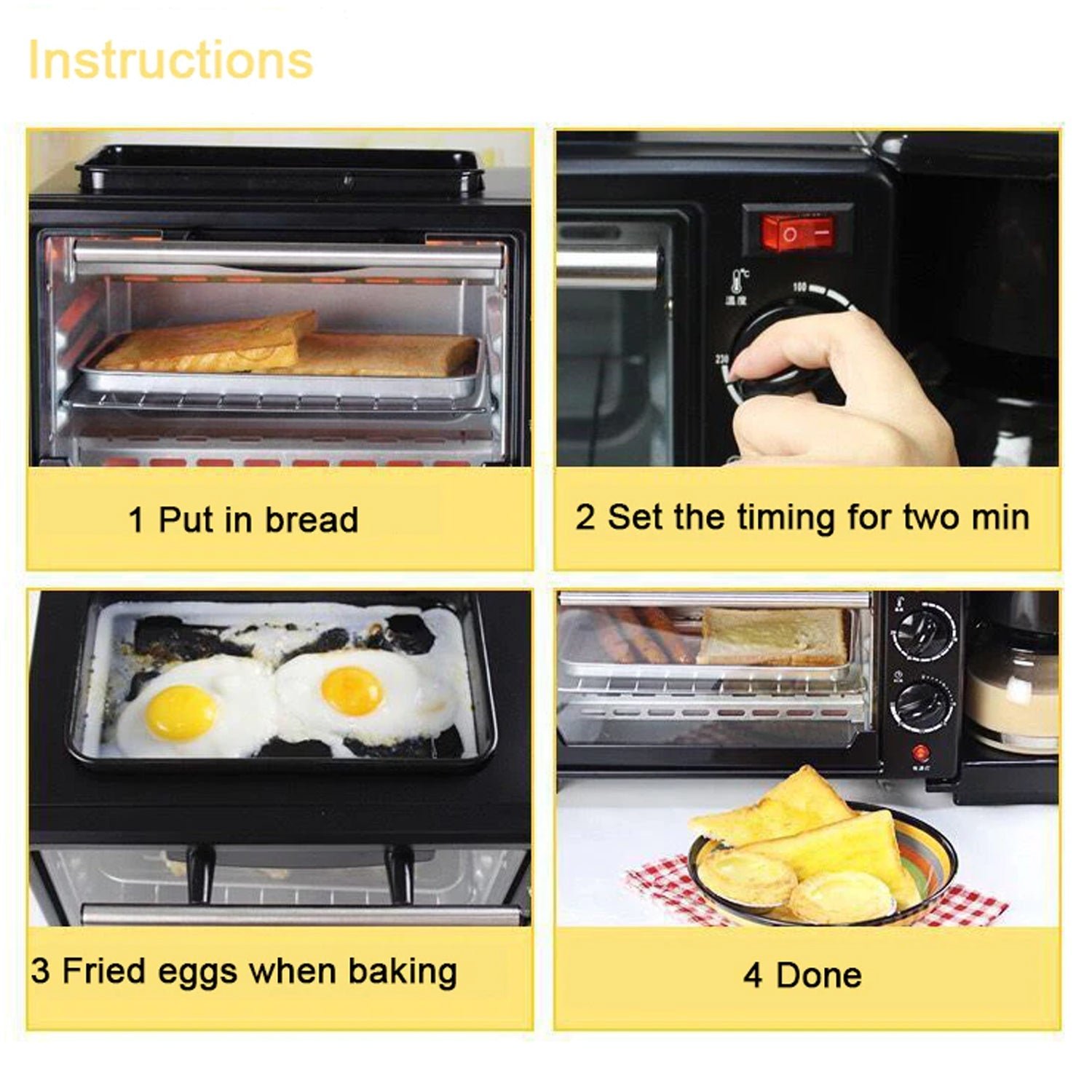 3-in-1 Breakfast Maker – Toaster Oven, Grill & Coffee | Indo Glow