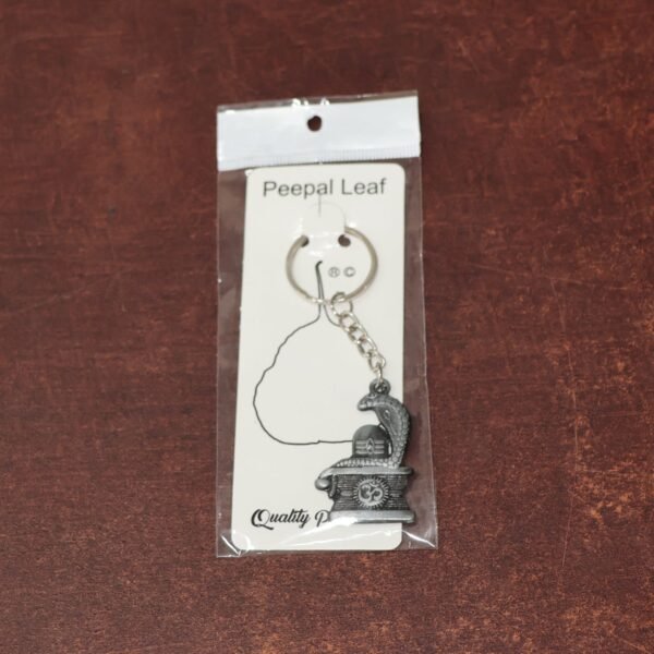 Shivling Keychain – Elegant Silver Metal Design with Snake Motif