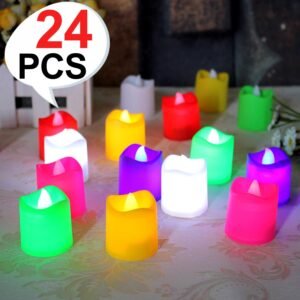 LED Tealight Candles – 24 Pcs Multicolor | Indo Glow